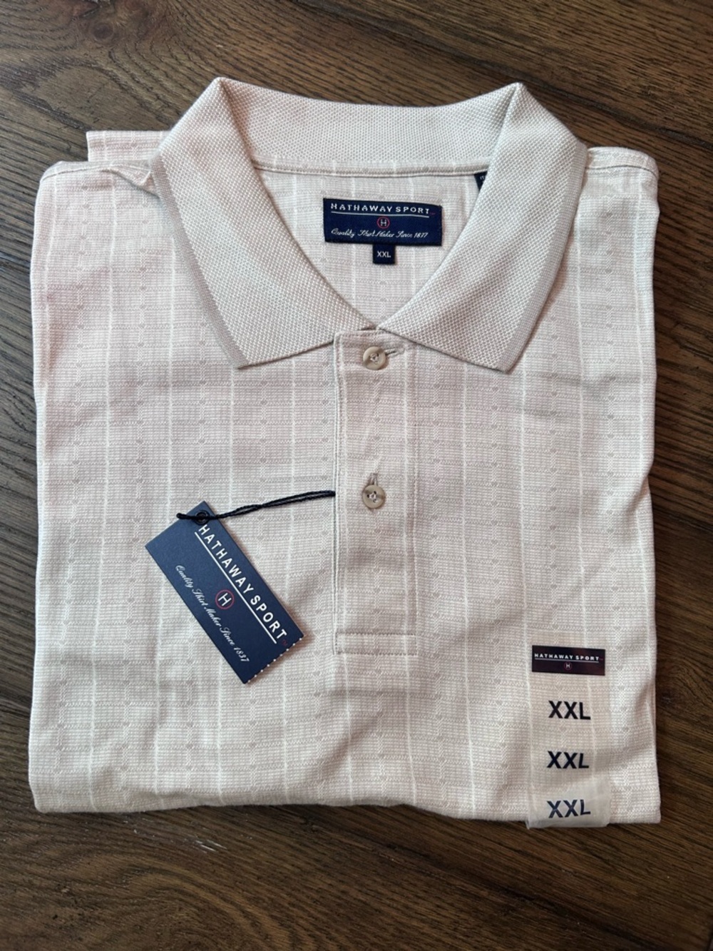 Hathaway Sport XXL Beige cotton polo - NWT!